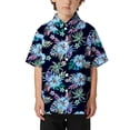 thumbnail image 5 of Boy's Hawaiian Shirt Short Sleeve Casual Button Down Beach Aloha Shirt Kids Summer Luau Hawaii Shirts Black 12 Y-13 Y, 5 of 5