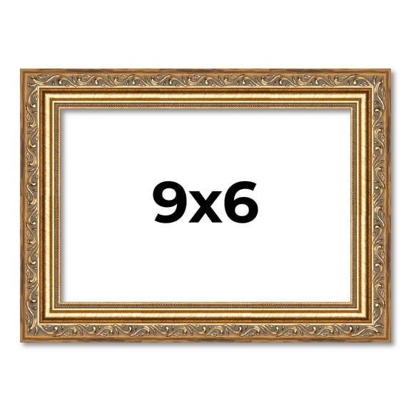 9x6 Frame Gold Solid Wood Picture Frame Width 1.25 Inches | Interior Frame Depth 0.375 Inches |