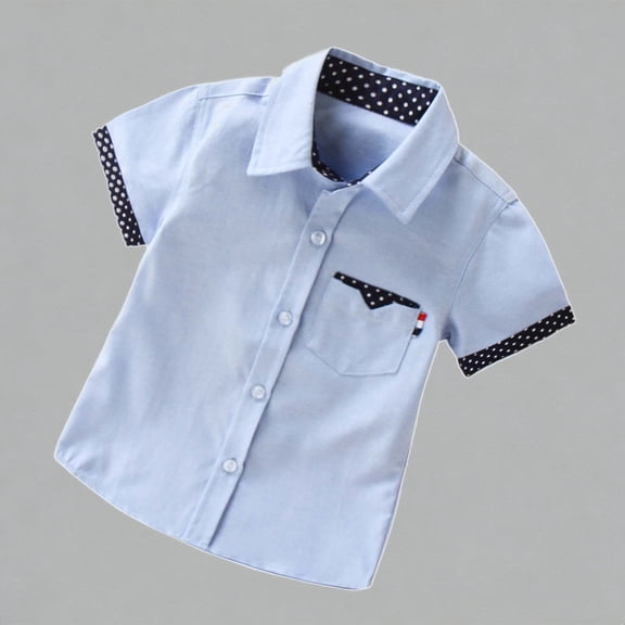 Krdevn Boys Short Sleeve Button-Down Shirt With Polka Dot Casual Summer Sailing Party Top,5-6 Years