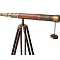 thumbnail image 4 of Shiny Brass Telescope Double Barrel Maritime Telescope Wooden Tripod Stand Harbor Master, 4 of 4