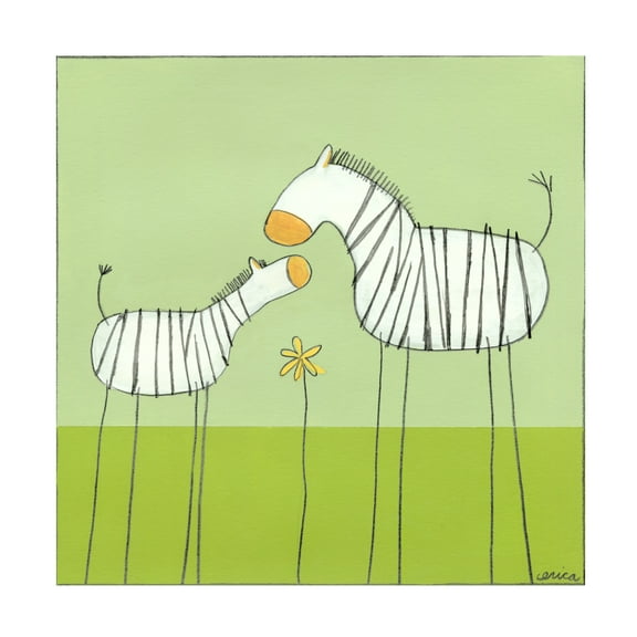 Trademark Fine Art June Erica Vess Stick Leg Zebra Ii Canvas Wall Art - 24x24