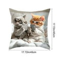 thumbnail image 3 of Cats Playing With Mobile Phone Printed Pillowcase Bedroom Living Room Sofa Decorative Cushion Cover Home Accent Pillow Flock Material 18x18 Inches, 3 of 5