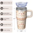 thumbnail image 3 of 20oz Travel Cup with Lid and Straw, Bohemian Stainless Steel Insulated Coffee Mug, Double Wall Vacuum Tumbler, Leakproof Thermal, 3 of 5