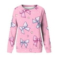 thumbnail image 5 of YUGYXL Pink Bows Sweatshirt for Women Plus Size Loose Blouse Crewneck Fall Winter Fashion Outfits Tops for Women Pink XXXXXL, 5 of 5