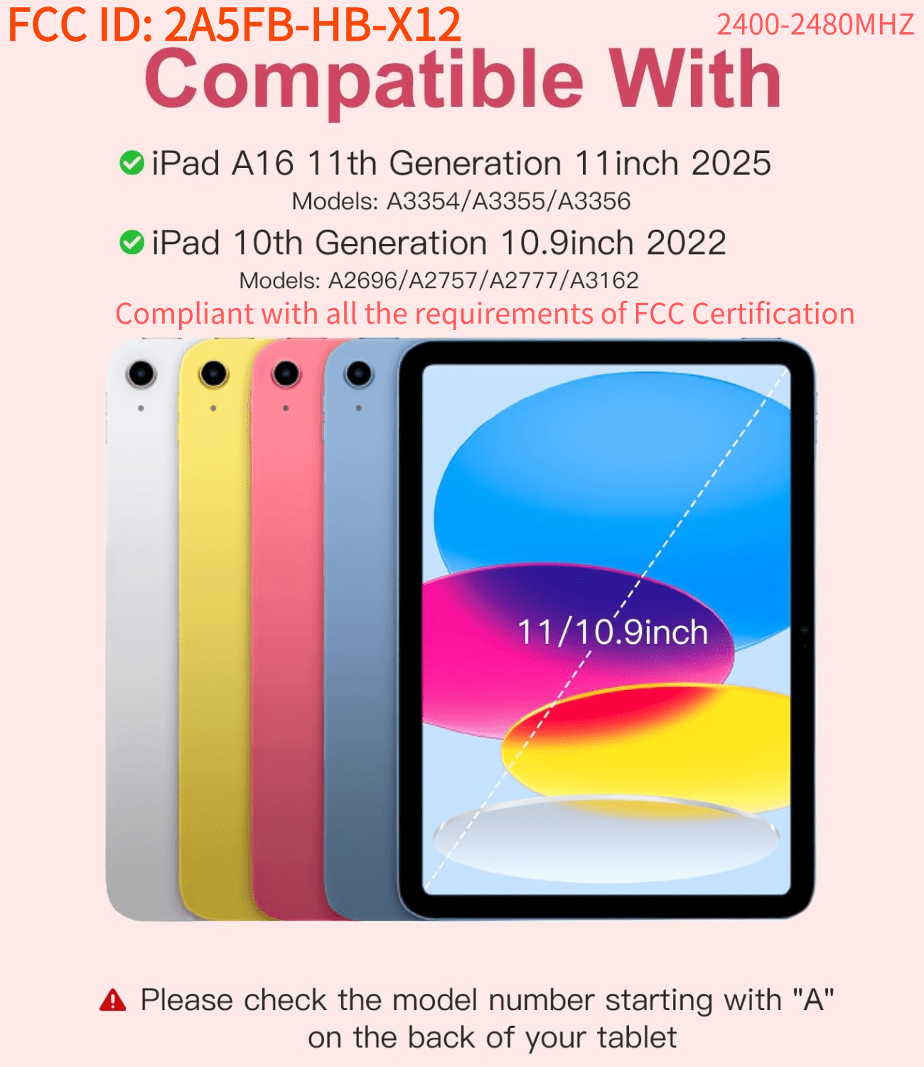 GEAK for iPad A16 11th 10th Generation Case with Keyboard, 7 Colors Backlit Detachable Folio Keyboard Cover with Pencil Holder for iPad 10th Gen 10.9 Inch/11th Gen 11 Inch, Red