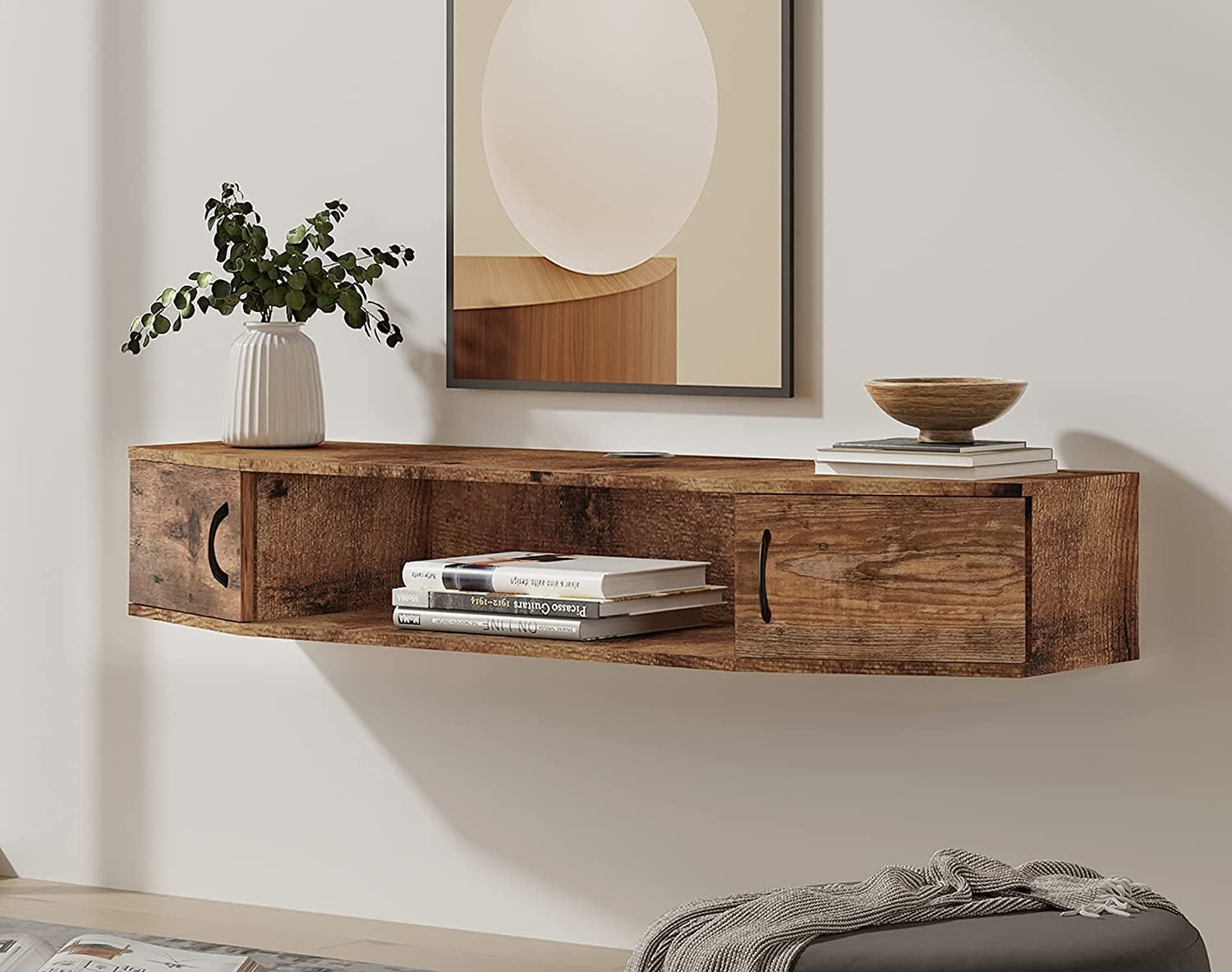 FITUEYES Floating TV Stand, Wall Mounted TV Shlef, Entertainment Center Console Stand with Storage Cabinets for Living Room Bedroom