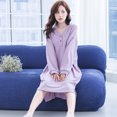 thumbnail image 2 of Jumpingount Botones de camisón Transpirable Bolsillos de manga larga Invierno Mujer Ropa de dormir Ajustable Piel Amigable Vestido de dormir Pijama Pijama L Jumpingount AP012969-02, 2 of 6