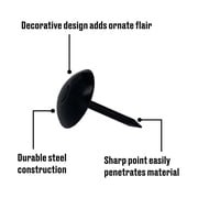 Fas-n-tite Upholstery Nails, Round Head, Steel, Bright Finish, Black, 25 pack