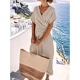 thumbnail image 6 of Women'S Outfits V Neck Cap Sleeve Crop Top Wide Leg Pant Sets Cream White L, 6 of 7