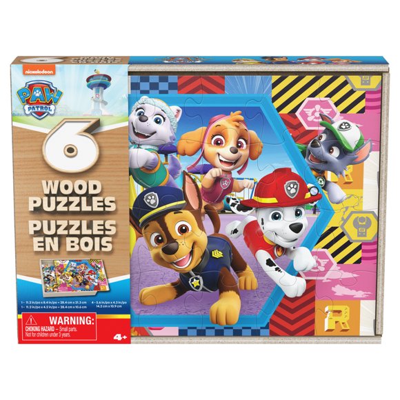 PAW Patrol, 6 Jigsaw Puzzles in Wooden Storage Box, Ages 3+