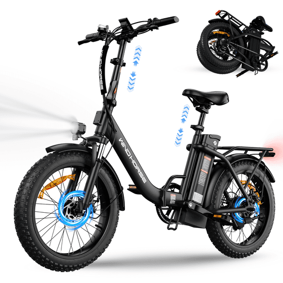 20" Foldable Electric Bike for Adults, 983W Peak Motor 20mph, 48V Removable Battery 70mile Range, Fat Tire All-Terrain E-Bike with Rear Rack UL2849