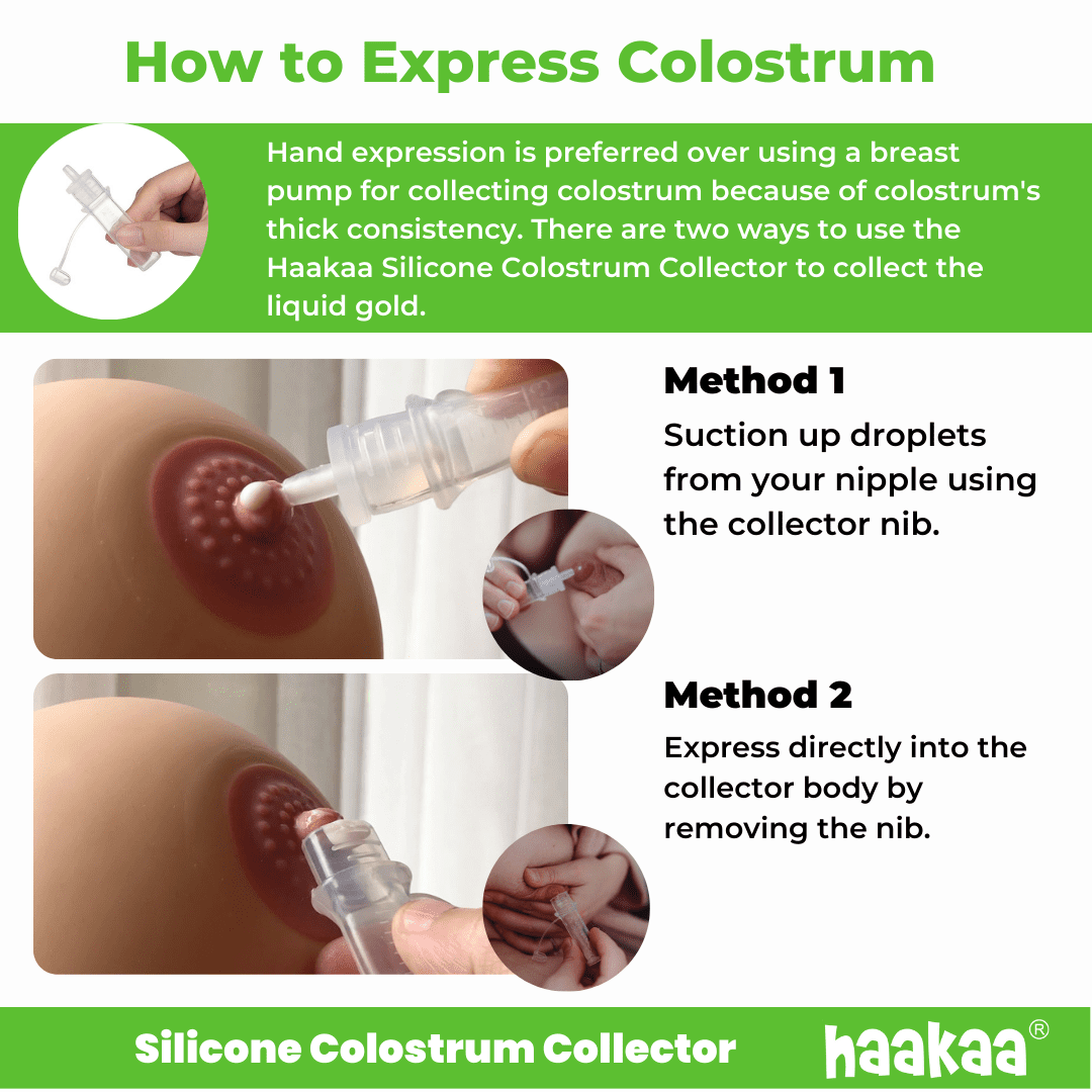 Haakaa Silicone Colostrum Collector Set, 6 x 4ml Collectors with Clear Storage Case & Cotton Wipe, Reusable, Sterile, BPA Free, for Breastfeeding & Newborn Feeding