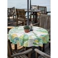 thumbnail image 2 of Outdoor Tablecloth with Umbrella Hole for Patio/Picnic/Party/Camping, Summer Botanical Waterproof Table Cloth Round Cover Washable, Green Tropical Palm Trees Wooden Grey (Dia 54"), 2 of 8