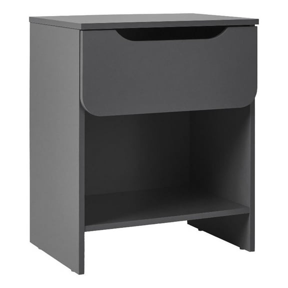 Pemberly Row Simple Modern 1-Drawer Wood Nightstand in Gray Finish