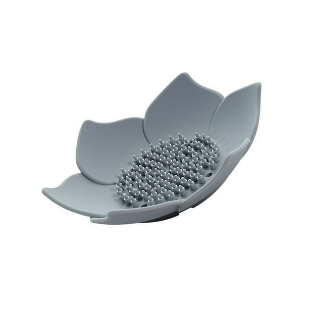Inteprter Jabonera de drenaje de silicona, caja de jabón, soporte en forma de loto, jabonera portátil, bandeja de jabón antideslizante, Juegos de accesorios de baño