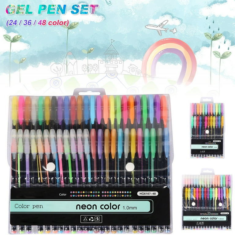 48 Coloring Gel Pens Adult Coloring Books, Drawing, Bible Study, Planner,  Scrapbooking Gel Pens Neon, Swirl, Metallic, Glitter 