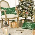 thumbnail image 3 of Sm:)e Merry Christmas Trees Mottos Green Throw Pillow Covers, 12 x 20 Inch Hello Winter Let it Snow Holiday Cushion Case Decoration for Sofa Couch Set of 4, 3 of 7