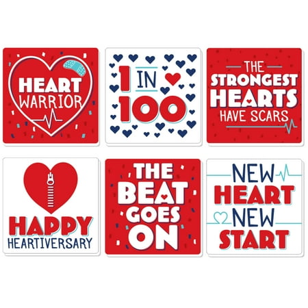 

Big Dot of Happiness Happy Heartiversary - CHD Awareness Decorations - Drink Coasters - Set of 6