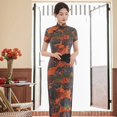thumbnail image 1 of Vestido cheongsam de primavera y verano, vestido de satén para mujer, moda retro ajustada, disfraces de banquete, 1 of 6