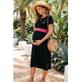 thumbnail image 3 of Women's Summer Maternity Dress Short Sleeve Pleated Waist Dress with Pockets, 3 of 6