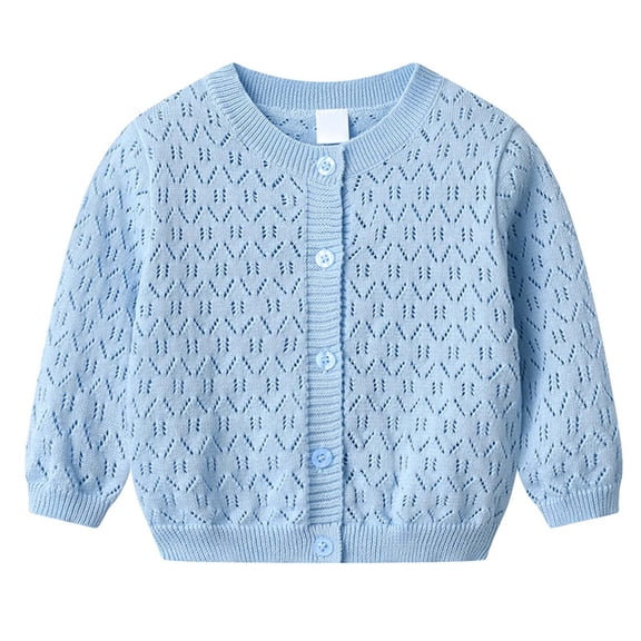 Girls Jacket Knitted Long Sleeve Solid Color Button Down Cardigan Lightweight Openwork Fall for Toddler and Kids Sweater Coat Casual Comfort Fit