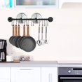 thumbnail image 3 of Toplife 80 cm/31.5 Inches Pot Rack, Kitchen Wall Mounted Detachable Pan Lid Utensils Organizer Hanging Rail with 14 Hooks, Black, 3 of 6