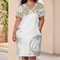 thumbnail image 3 of Onions Painted Beige Background Summer Sundress for Curve Women Casual Pattern Plus Size V Neck Short Sleeve Loose Fit Oversize Dresses, 3 of 5