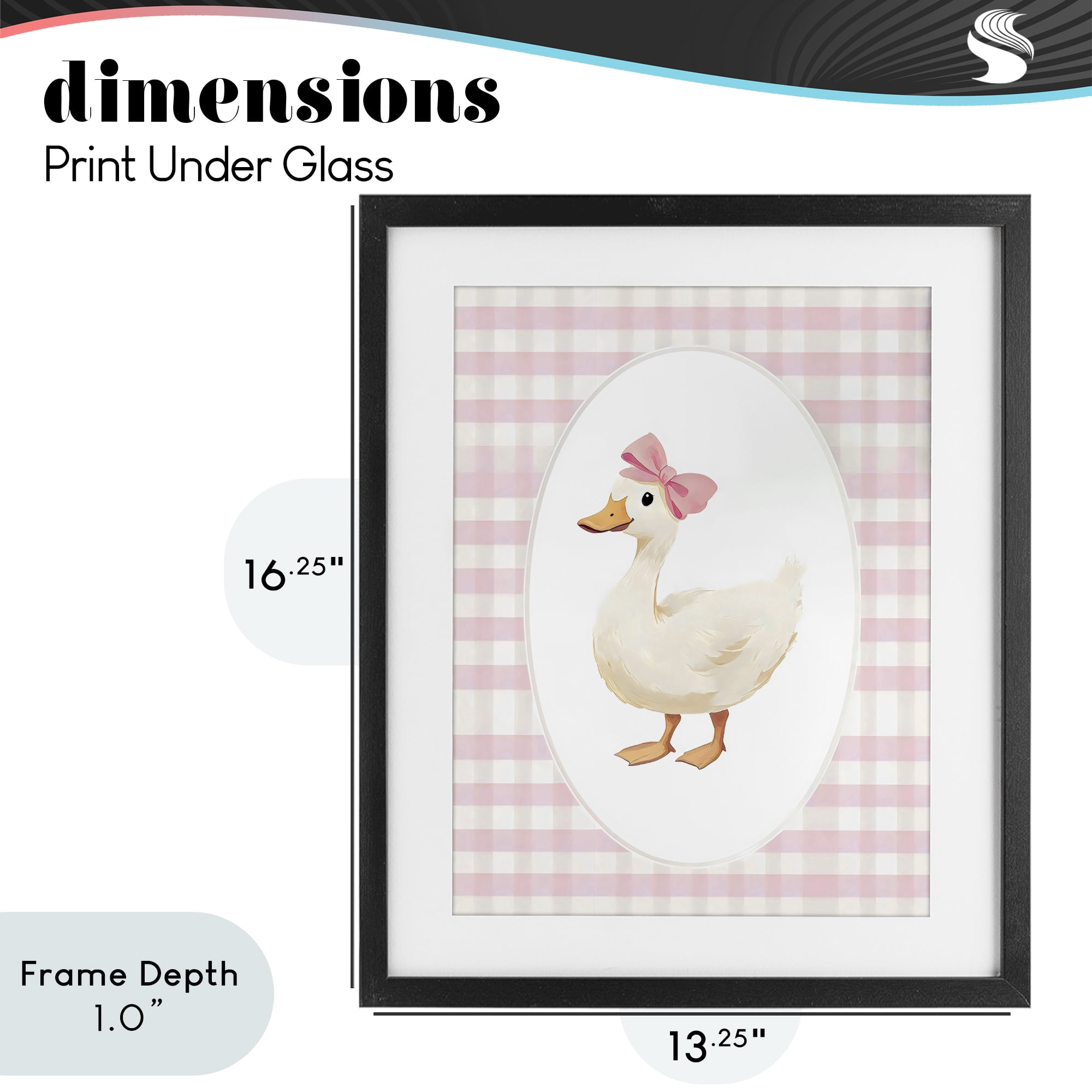 Stupell Industries Pink Gingham Duckling Black Framed Print Under Glass, design by Arlington Prints