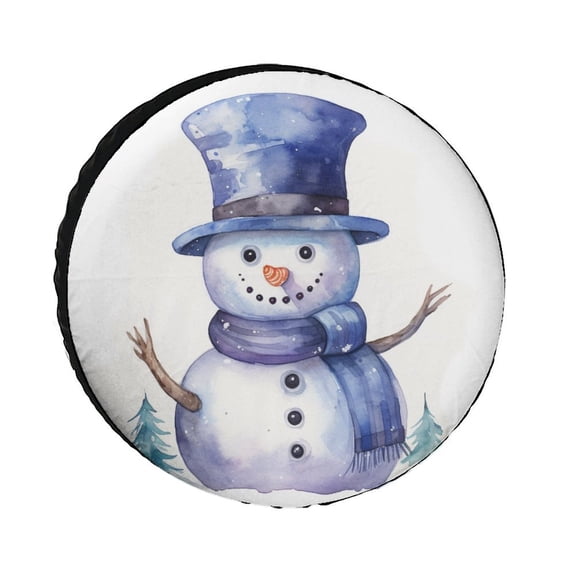 Snowman Camper Spare Tire Cover Happy Winter Holiday Wheel Tire Cover Waterproof Sun Protection Universal Fit for Trailer SUV Truck Camper Travel Trailer 12inch