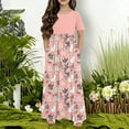 thumbnail image 5 of Maqroz Easter Dresses for Girls Floral Casual Crew Neck Short Sleeve Pleated Summer Maxi Dress with Pockets Pleated Loose A Line Swing Cute Sundress Floral Long Tube Dress 4-14 Years, 5 of 6