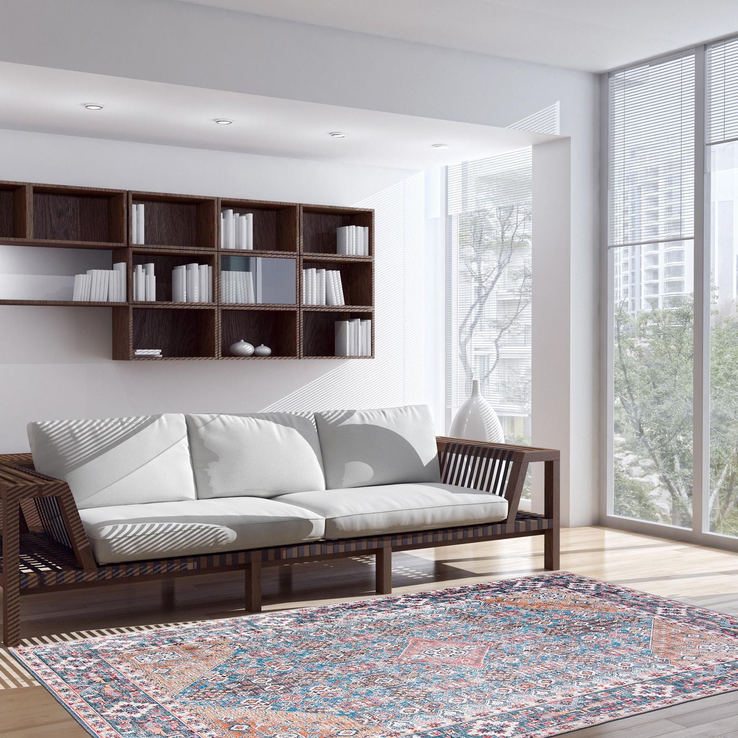 ECARPET Oriental Indoor Area Rug Flatweave Carpet for Living Room, Bedroom, Eco Friendly, Machine Washable, Senneh Collection