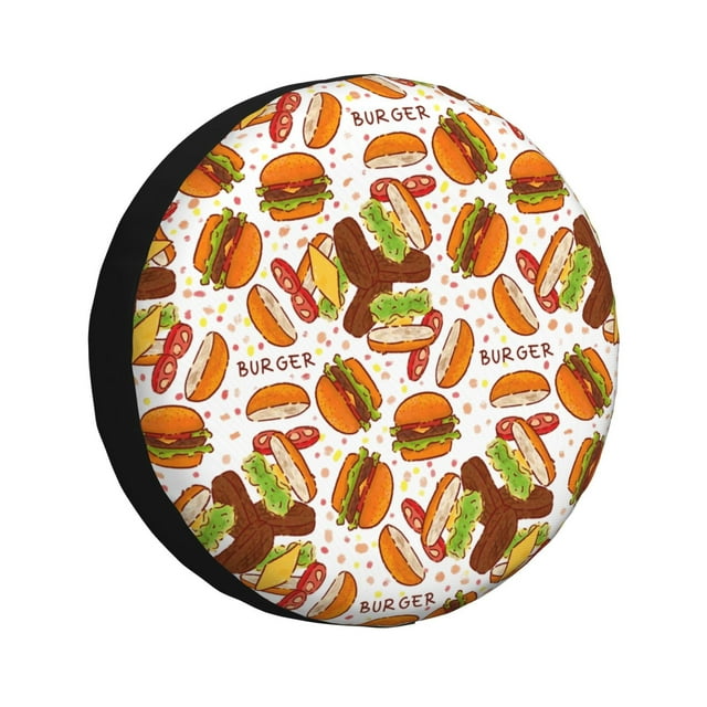 Fotbe Burger Funda de Llanta de Repuesto con Estampado, Engrosada, Ajuste Universal para Jeep, Remolque, RV, SUV, Camión-14 inch