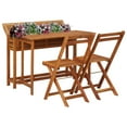 thumbnail image 1 of vidaXL Garden Planter Table with 2 Bistro Chairs Solid Acacia Wood, 1 of 6