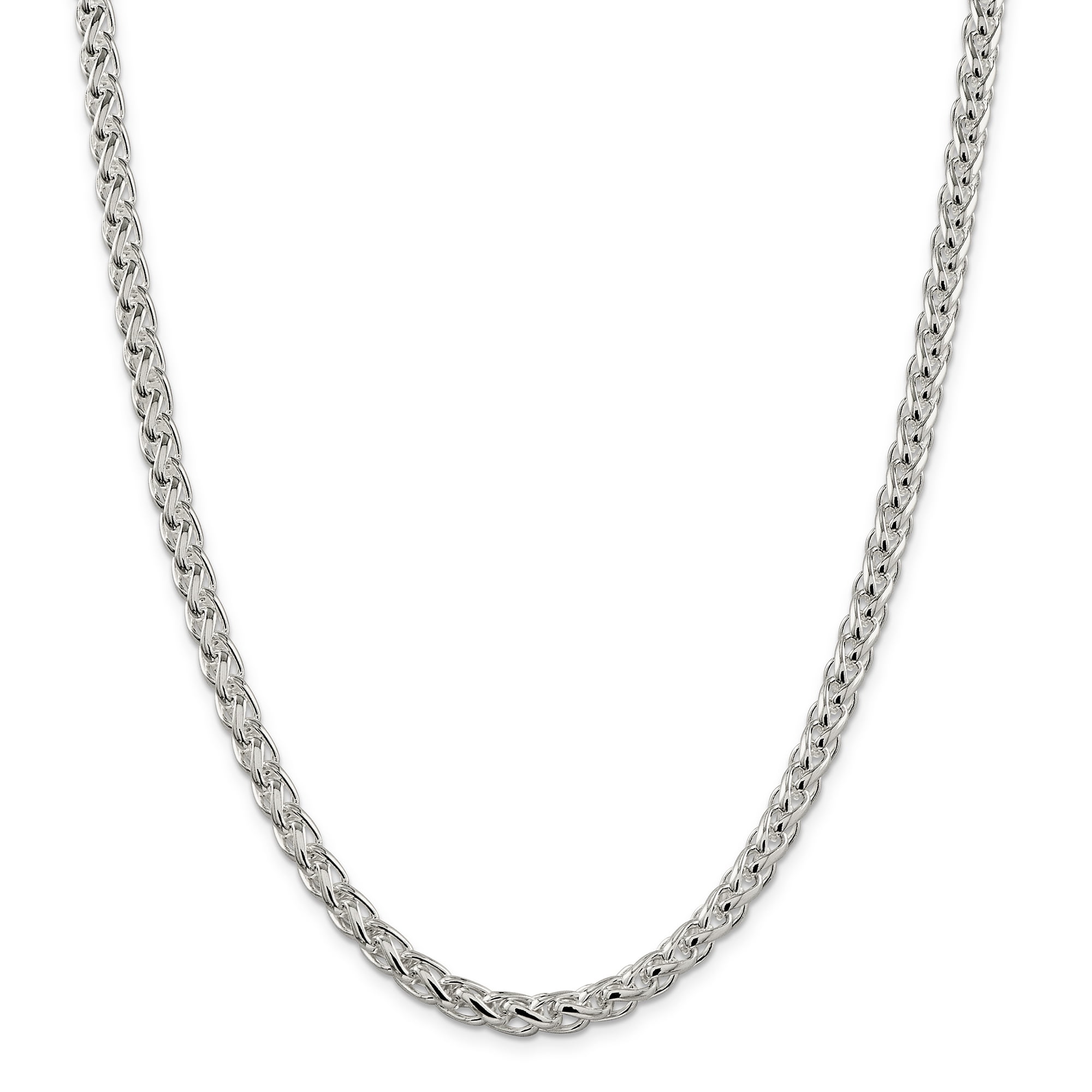925 Sterling Silver 6mm Round Spiga Chain Necklace 30 Inch Pendant