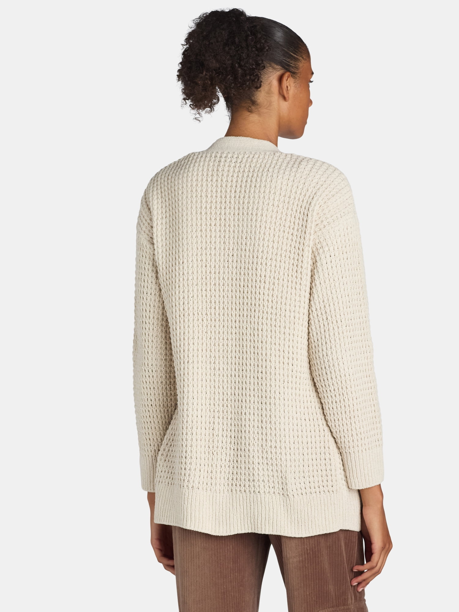 Time and Tru Women's Chenille Cardigan Sweater, Midweight, Sizes