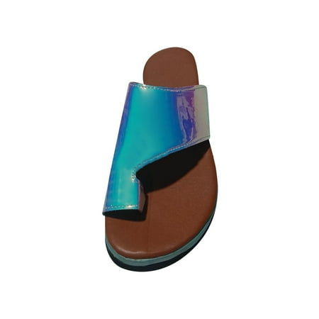 

Egmy Womens Flats Fluorescent Color Open toe Beach Shoe Roman Slippers