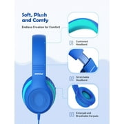 Mpow Kids Headphones with Microphone, Foldable 85/94dB Safe Volume Stereo Adjustable over Ear Headphones for Kids, Girls, Boys, Children, Share Function Wired Kids Headphones for School Tablet