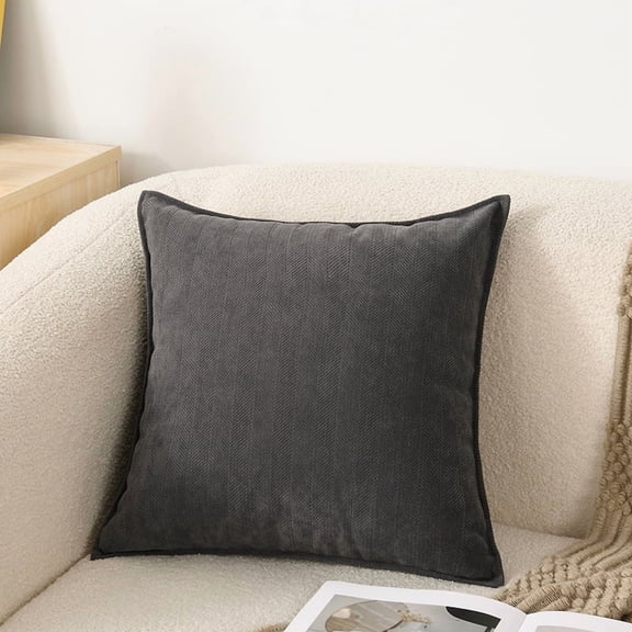 suxuMhao Decorative Chenille Throw Pillow-Stripe Print 18×18 IN Dark Gray,Bed Pillows Decorative for Bedroom,Decorative Sofa Pillows & Couch Throw Pillows,Sofa Pillows for Living Room,1 Piece