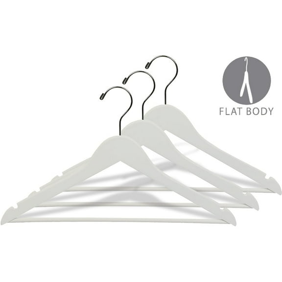 INTERNATIONAL HANGER, Rubber Coated Non Slip White Wood Suit Hanger, 100 Pack
