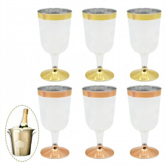 ACDANC 6Pcs Champagne Flutes Plastic 6 oz Martini Glasses Martini Glasses Plastic Disposable for Party Wedding Family Mix1