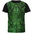thumbnail image 1 of Halloween Green Snake Snakeskin Costume All Over Mens Black Back T Shirt, 1 of 1