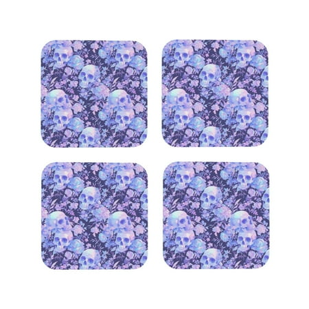 

Leather Coasters with Heat-resistant for Drinks flower crystal Skull Cup Coasters Cup Pad Mat for Tabletop Protection Coffee Table Office Desk and Housewarming Gift