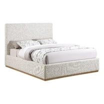 Maklaine Modern / Contemporary Rich Cream Boucle Fabric King Bed