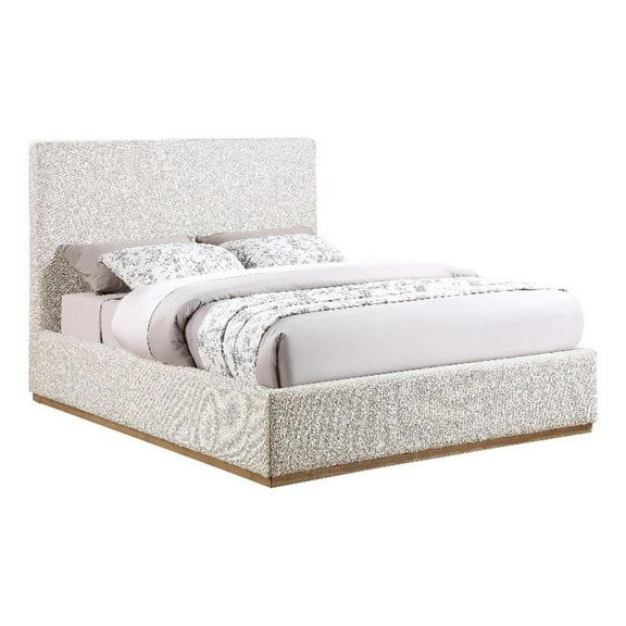 Maklaine Modern / Contemporary Rich Cream Boucle Fabric King Bed