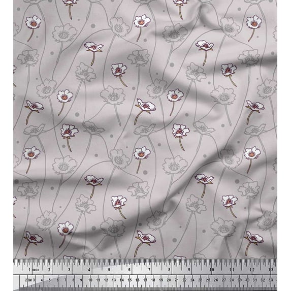 Soimoi Georgette Viscose Fabric Dot,Leaves & Floral Artistic Fabric Prints by Yard 42 Inch Wide