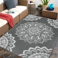 thumbnail image 1 of Findosom 5'x8' Waterproof Boho Outdoor Rug, Foldable Reversible Plastic Straw Rug, Large Patio Rug for Outdoors, RV, Patio, Backyard, Deck, Picnic, Beach, Camping Gray, 1 of 6