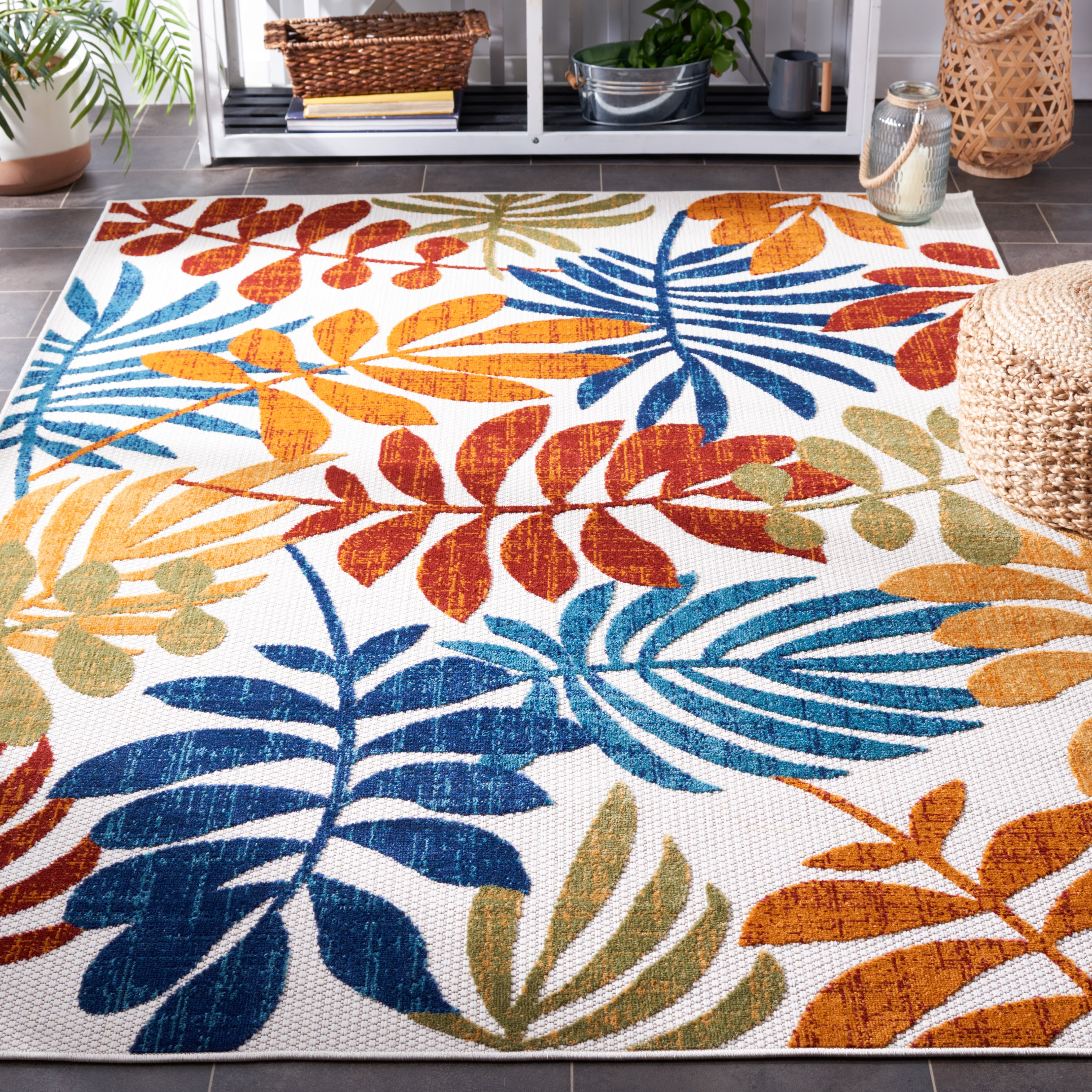Safavieh Cabana Elouise Botanical Indoor/Outdoor Area Rug, Creme/Red, 6' x 9'