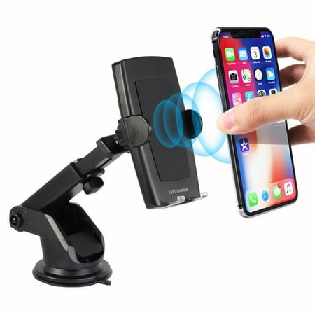 Fast Qi Wireless Car Charger Mount, Quick Charging Car Dashboard Windshield Phone Holder for Samsung Galaxy Note 9/8 S10/S10E/S9/S8/S7 Edge, iPhone XS/XR/ X/8 Plus and
