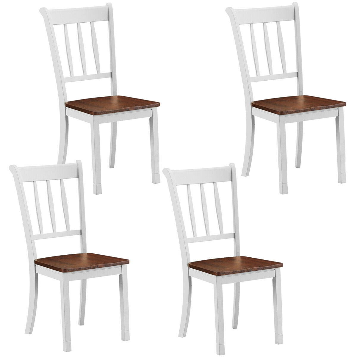 Gymax 4PCS Wooden Dining Side Chair High Back Armless Home ...