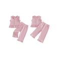 thumbnail image 2 of Cenuakty Little Girls 6M 12M 18M 24M 2T 3T 4T Striped Pants Sets Sleeveless Ruffle Trim Tank Tops Trousers Summer Outfits, 2 of 9
